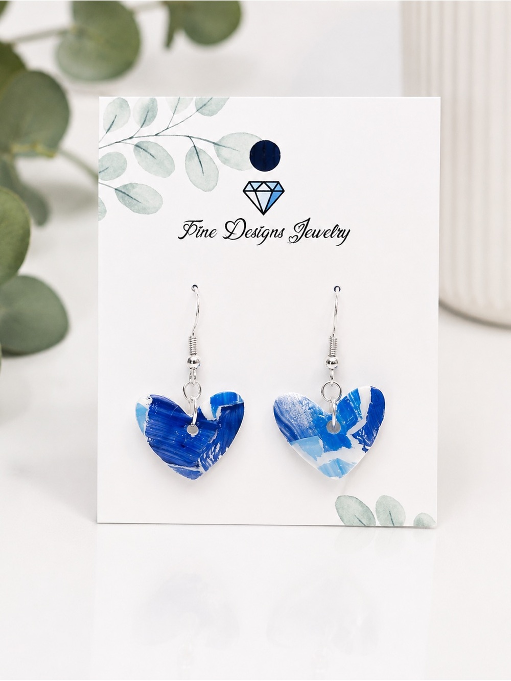 Deep Blue Heart Earrings